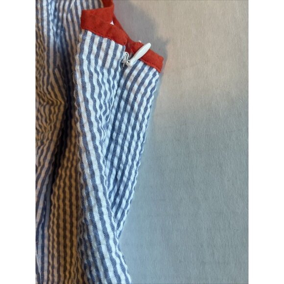 Jessica Simpson Blue White Seersucker Dress Orange Trim Pockets Lined Size 8 - Picture 6 of 10